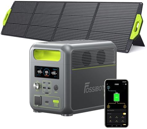 FOSSiBOT F1200 Draagbaar Powerstation 1024Wh LiFePO4 - 2400W AC, 200W Zonnepaneel Inbegrepen