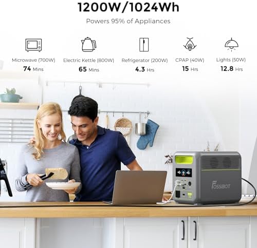 FOSSiBOT F1200 Draagbaar Powerstation 1024Wh LiFePO4 - 2400W AC, 200W Zonnepaneel Inbegrepen